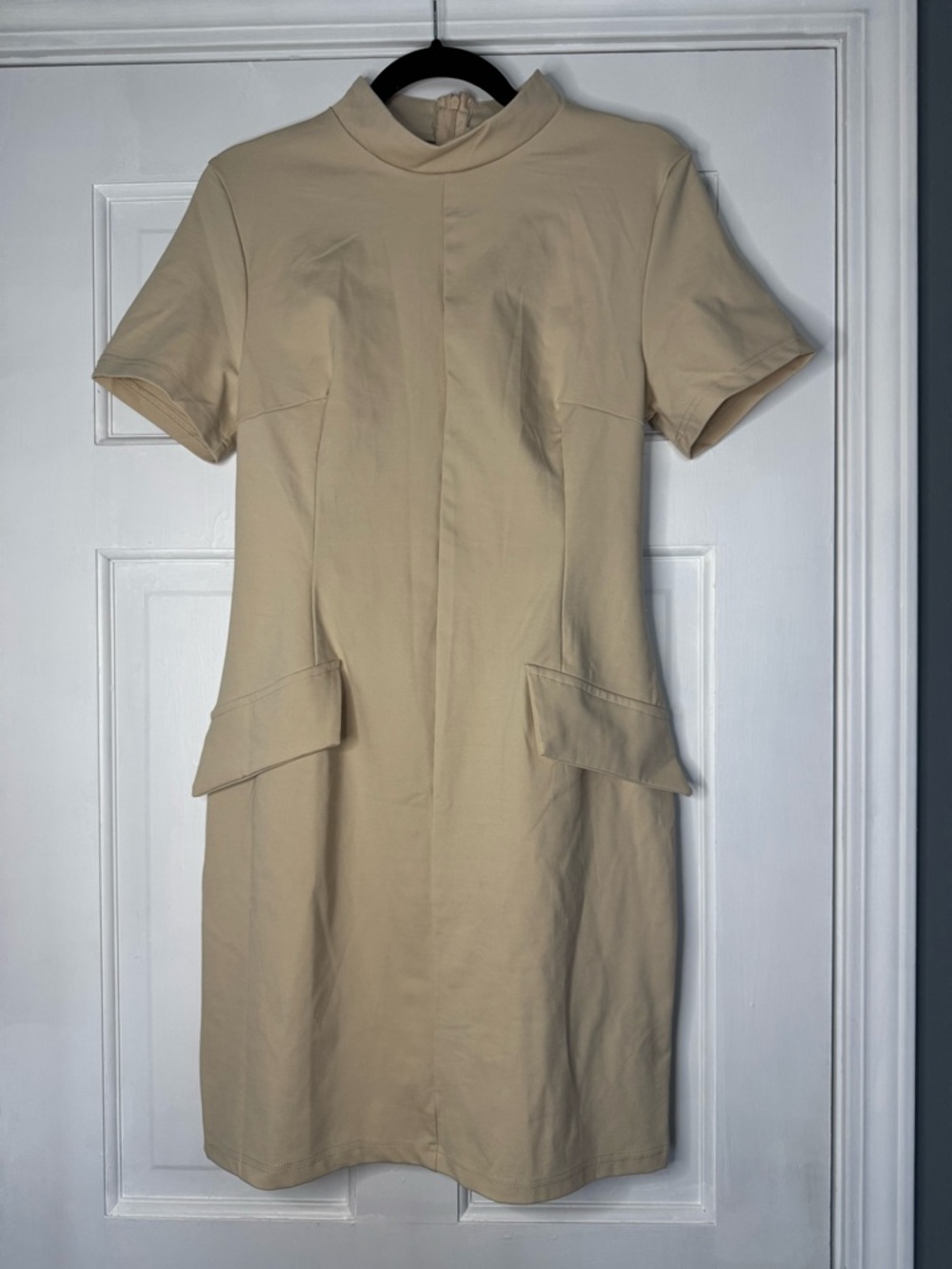 Beige Short Sleeve Mock Dress